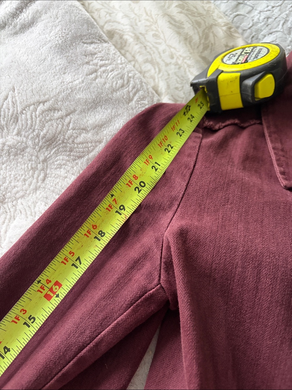 Vintage Lee Cooper Women's Long Burgundy Boho Jacket with Scalloped Trim - Picture 9 of 10